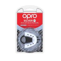 Капа OPRO Silver Junior. Цвет белый, черный.